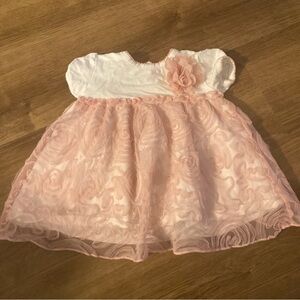 Wendy Bellissimo White & Light Pink Rosettes Dress 18M